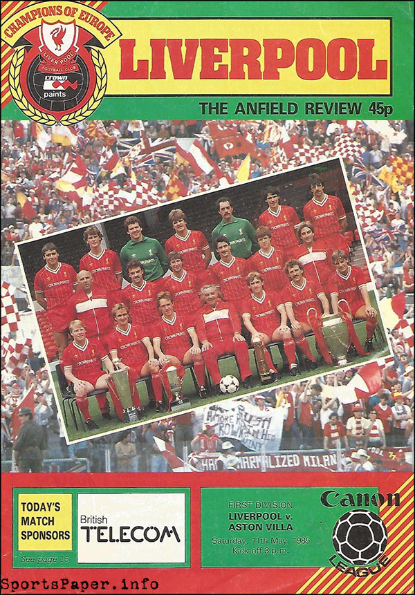 English Football Program: Liverpool vs. Aston Villa (May 11, 1985)