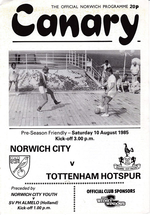 English Football Program: Norwich City vs. Tottenham Hotspur (August 10, 1985)