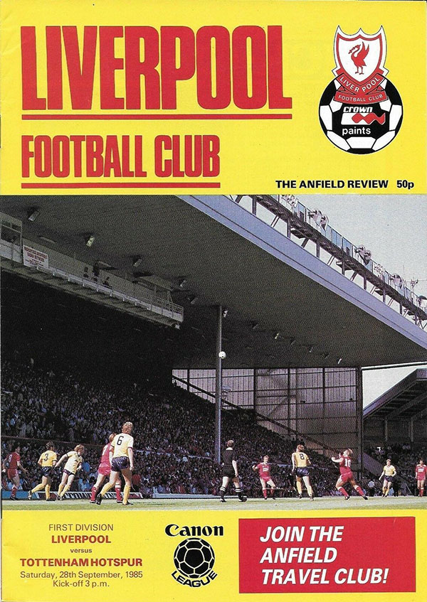 English Football Program: Liverpool vs. Tottenham Hotspur (September 28, 1985)