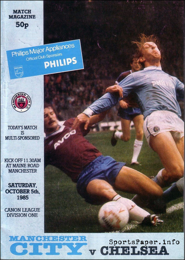 English Football Program: Manchester City vs. Chelsea (October 5, 1985)