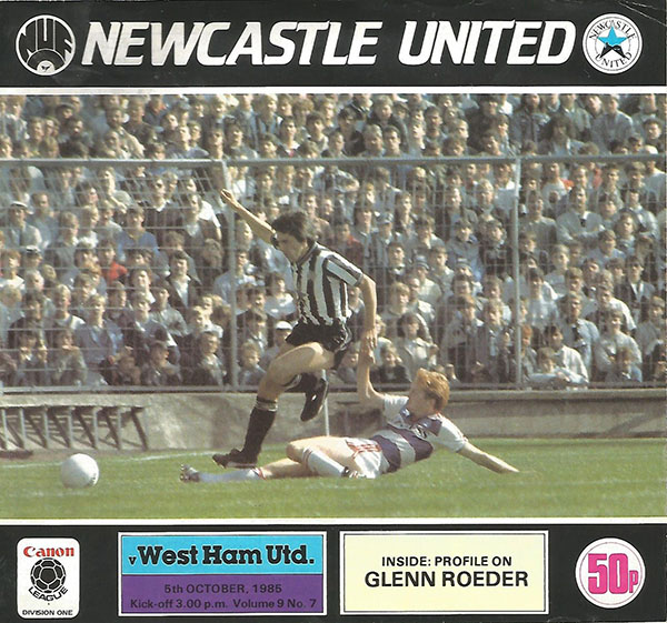 English Football Program: Newcastle United vs. West Ham United (October 5, 1985)