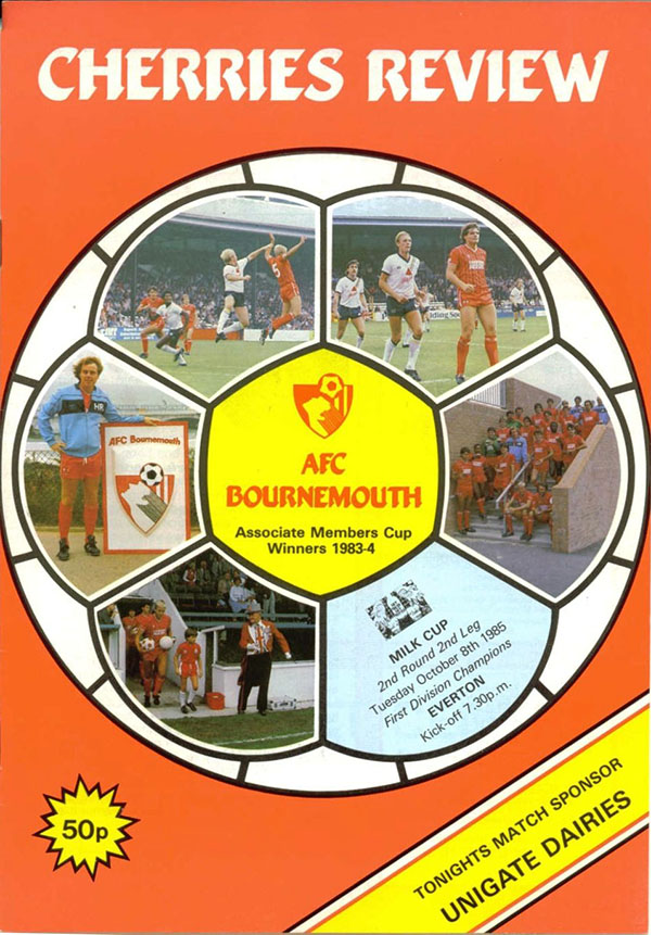 English Football Program: AFC Bournemouth vs. Everton (October 8, 1985)