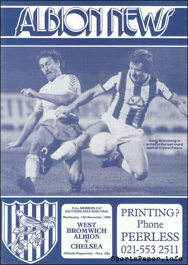 English Football Program: West Bromwich Albion vs. Chelsea (November 13, 1985)