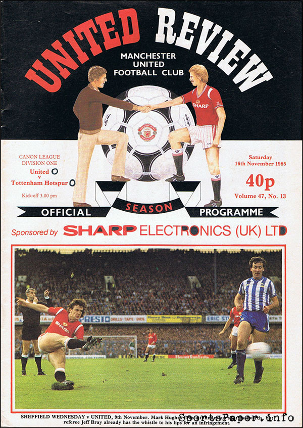 English Football Program: Manchester United vs. Tottenham Hotspur (November 16, 1985)