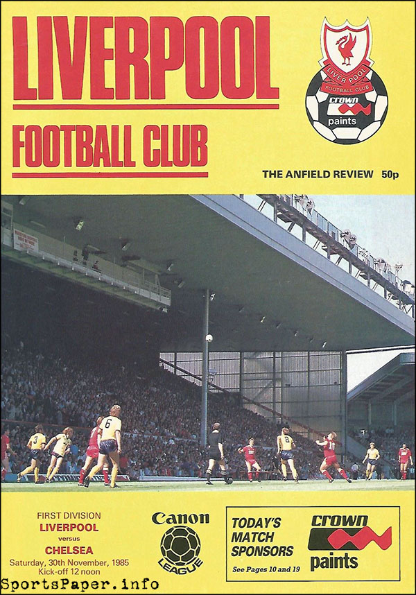 English Football Program: Liverpool vs. Chelsea (November 30, 1985)