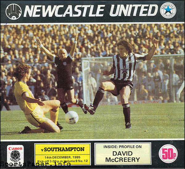 English Football Program: Newcastle United vs. Southampton (December 14, 1985)