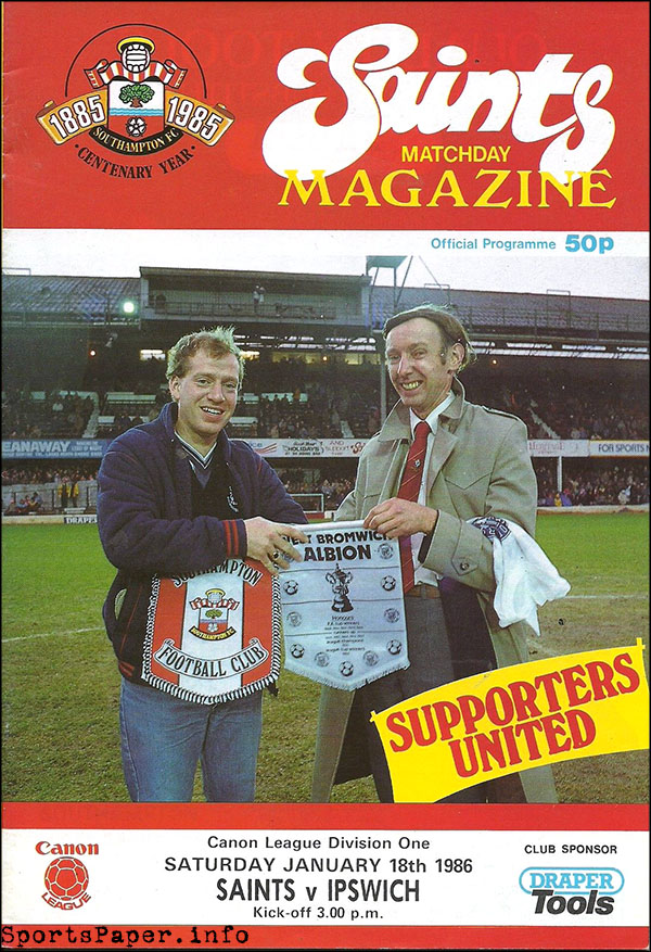 English Football Program: Southampton vs. Ipswich Town (January 18, 1986)