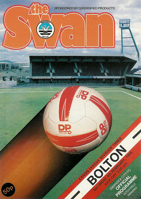 English Football Program: Swansea City vs. Bolton Wanderers (February 8, 1986)