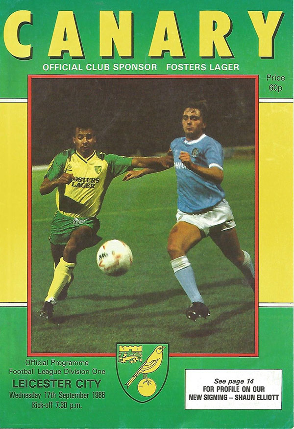 English Football Program: Norwich City vs. Leicester City (September 17, 1986)
