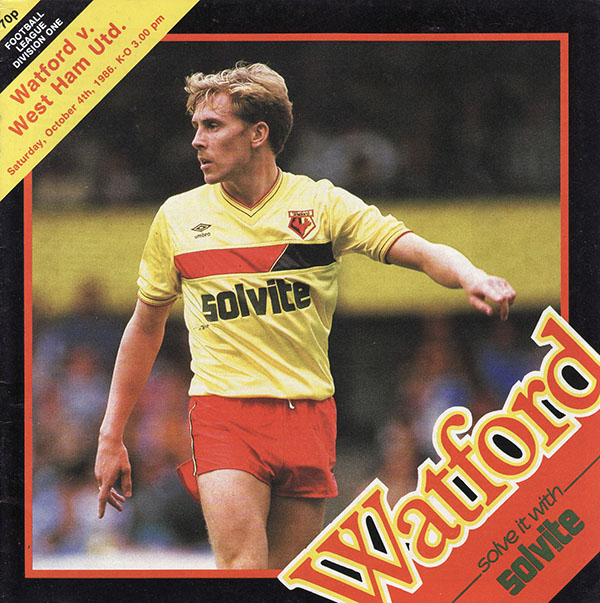 English Football Program: Watford vs. West Ham United (October 4, 1986)