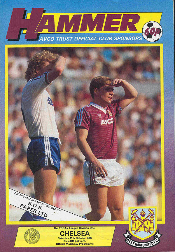 English Football Program: West Ham United vs. Chelsea (October 11, 1986)