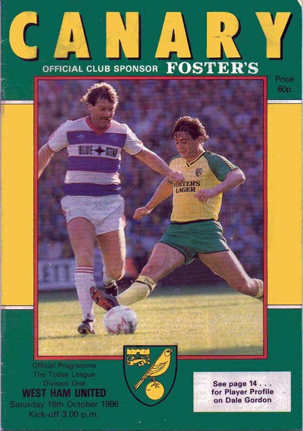 English Football Program: Norwich City vs. West Ham United (October 18, 1986)