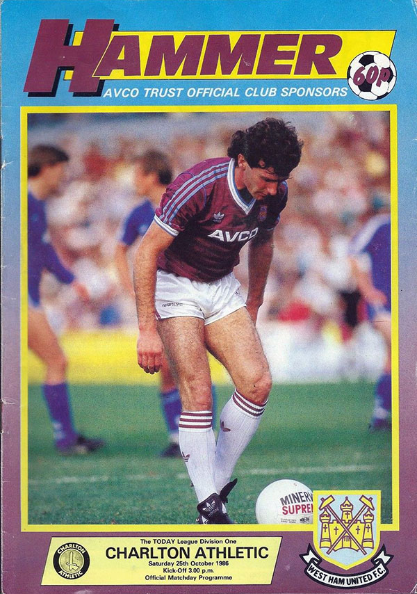 English Football Program: West Ham United vs. Charlton Athletic (October 25, 1986)