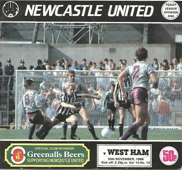 English Football Program: Newcastle United vs. West Ham United (November 30, 1986)