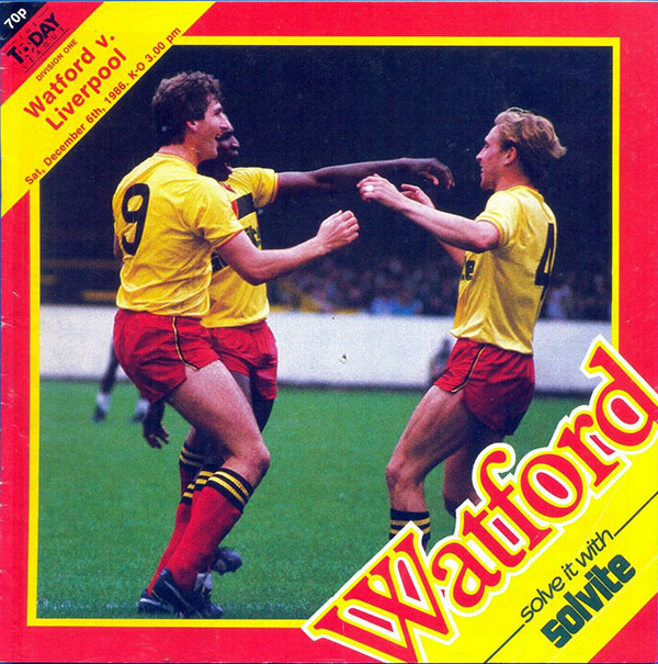 English Football Program: Watford vs. Liverpool (December 6, 1986)