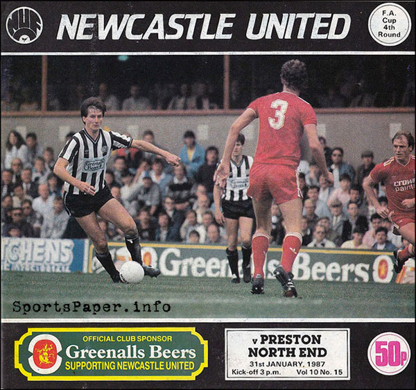 English Football Program: Newcastle United vs. Preston North End (January 31, 1987)