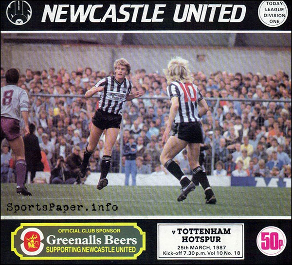 English Football Program: Newcastle United vs. Tottenham Hotspur (March 25, 1987)