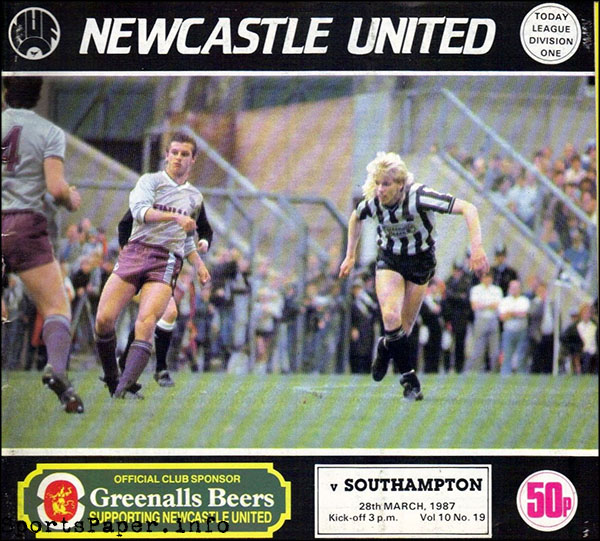 English Football Program: Newcastle United vs. Southampton (March 28, 1987)