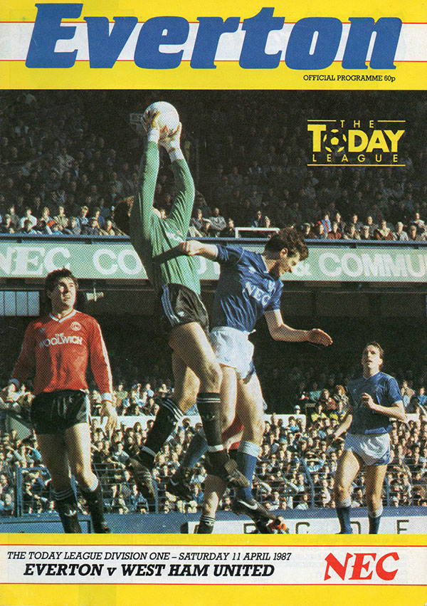 English Football Program: Everton vs. West Ham United (April 11, 1987)