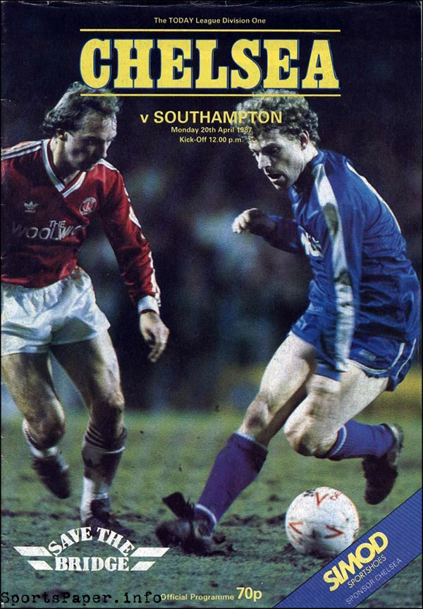 English Football Program: Chelsea vs. Southampton (April 20, 1987)