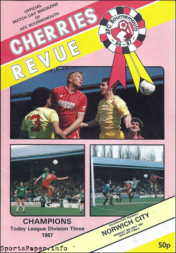 English Football Program: AFC Bournemouth vs. Norwich City (May 18, 1987)