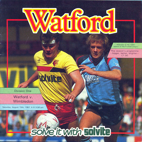English Football Program: Watford vs. Wimbledon (August 15, 1987)