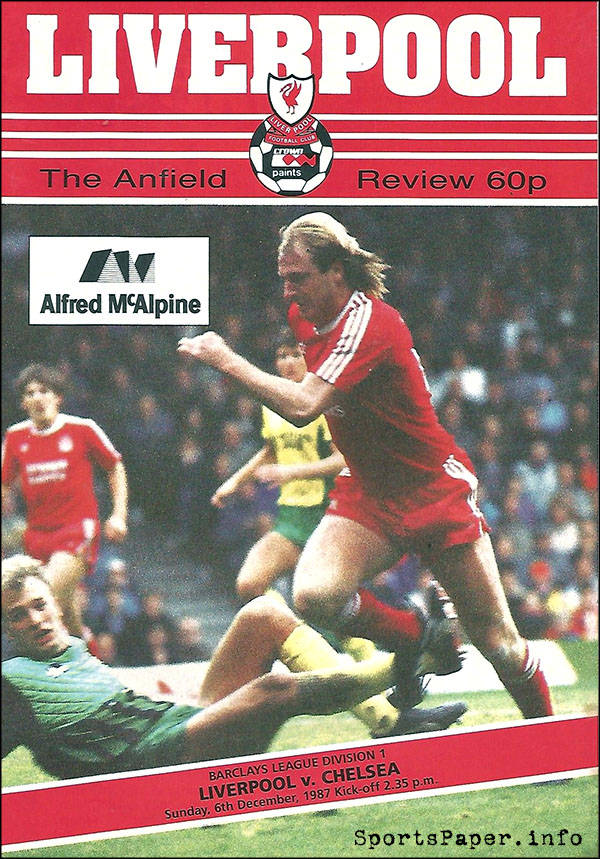 English Football Program: Liverpool vs. Chelsea (December 6, 1987)