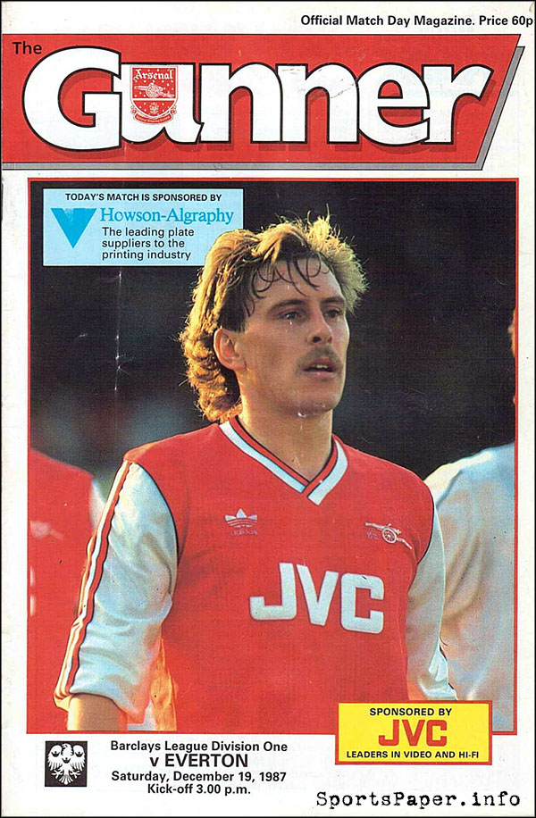 English Football Program: Arsenal vs. Everton (December 19, 1987)