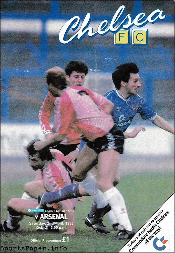 English Football Program: Chelsea vs. Arsenal (April 2, 1988)
