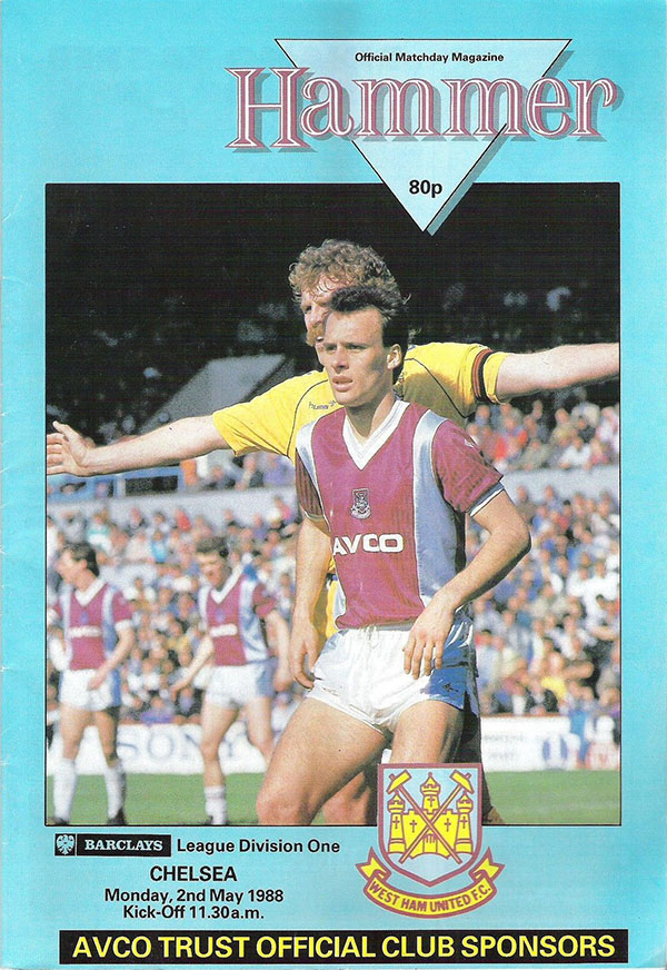 English Football Program: West Ham United vs. Chelsea (May 2, 1988)