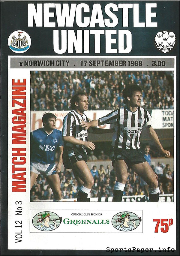 English Football Program: Newcastle United vs. Norwich City (September 17, 1988)