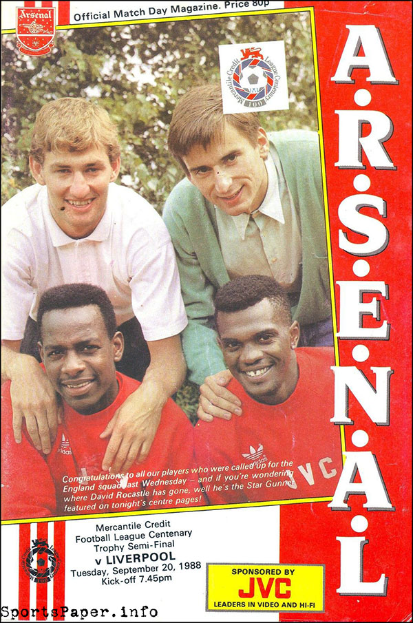English Football Program: Arsenal vs. Liverpool (September 20, 1988)