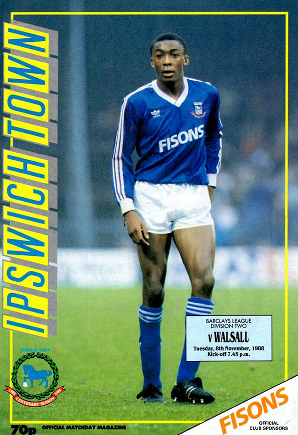 English Football Program: Ipswich Town vs. Walsall (November 8, 1988)