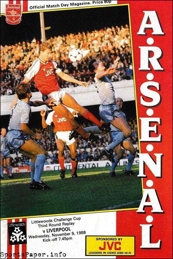 English Football Program: Arsenal vs. Liverpool (November 9, 1988)