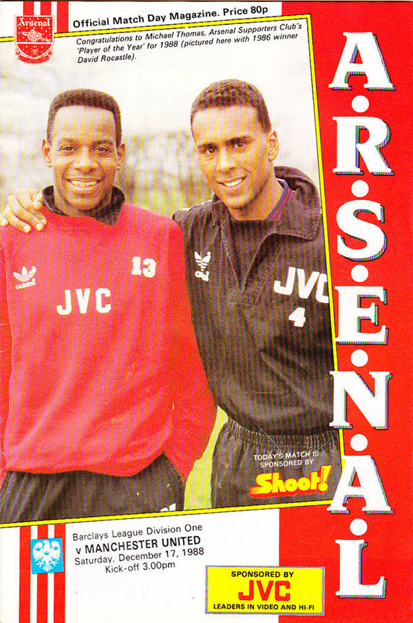 English Football Program: Arsenal vs. Manchester United (December 17, 1988)