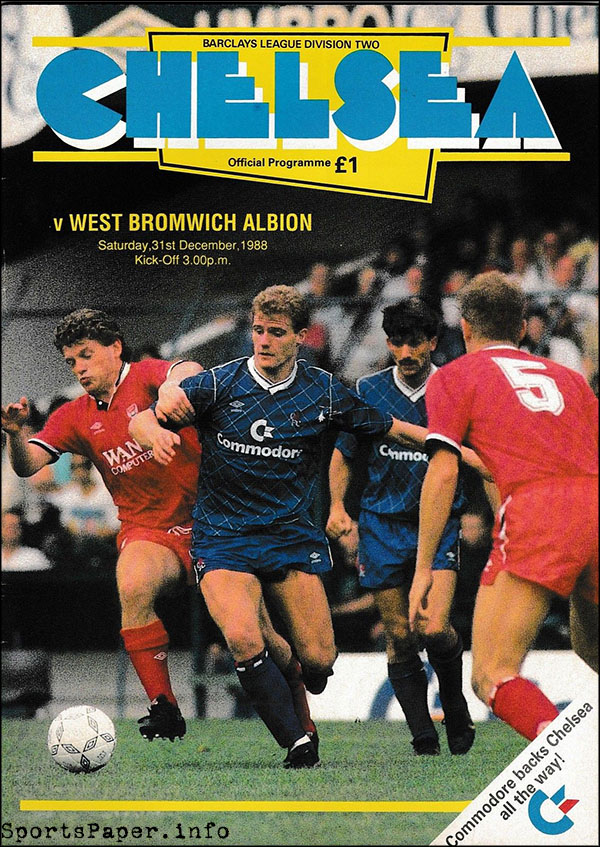 English Football Program: Chelsea vs. West Bromwich Albion (December 31, 1988)