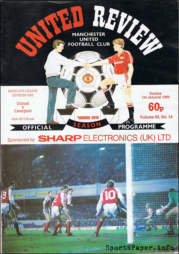 English Football Program: Manchester United vs. Liverpool (January 1, 1989)