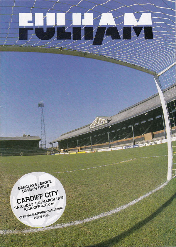 English Football Program: Fulham vs. Cardiff City (March 18, 1989)