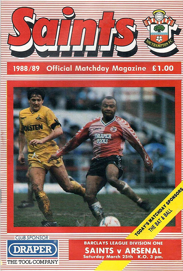 English Football Program: Southampton vs. Arsenal (March 25, 1989)