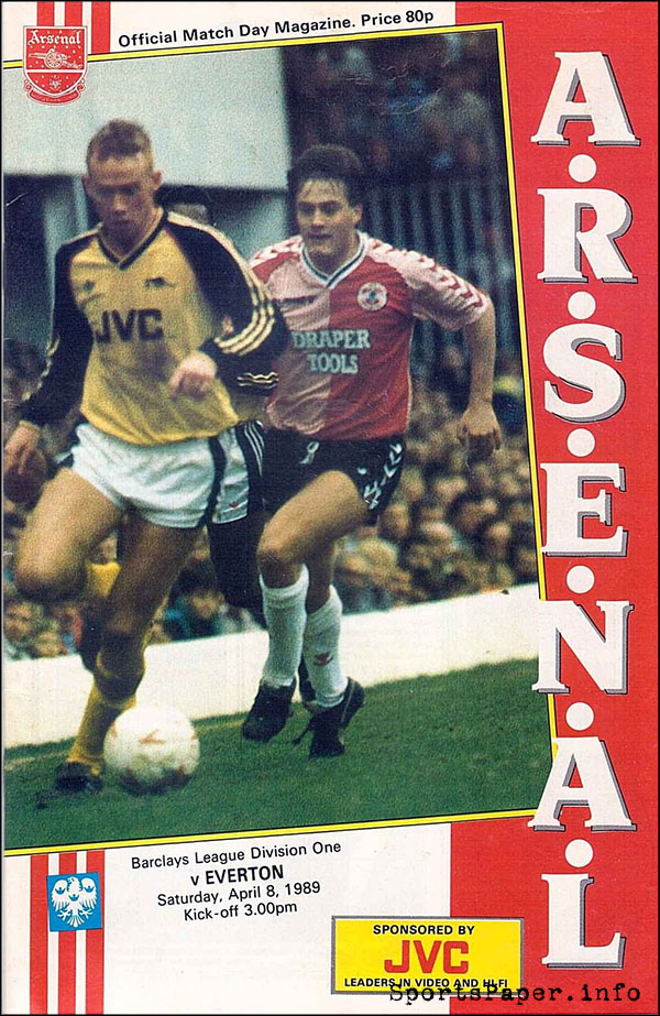 English Football Program: Arsenal vs. Everton (April 8, 1989)