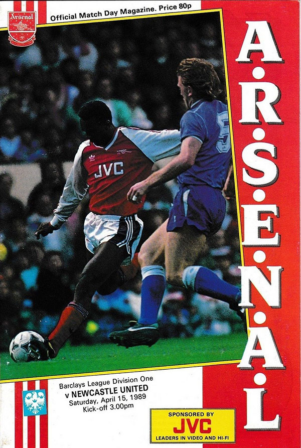 English Football Program: Arsenal vs. Newcastle United (April 15, 1989)