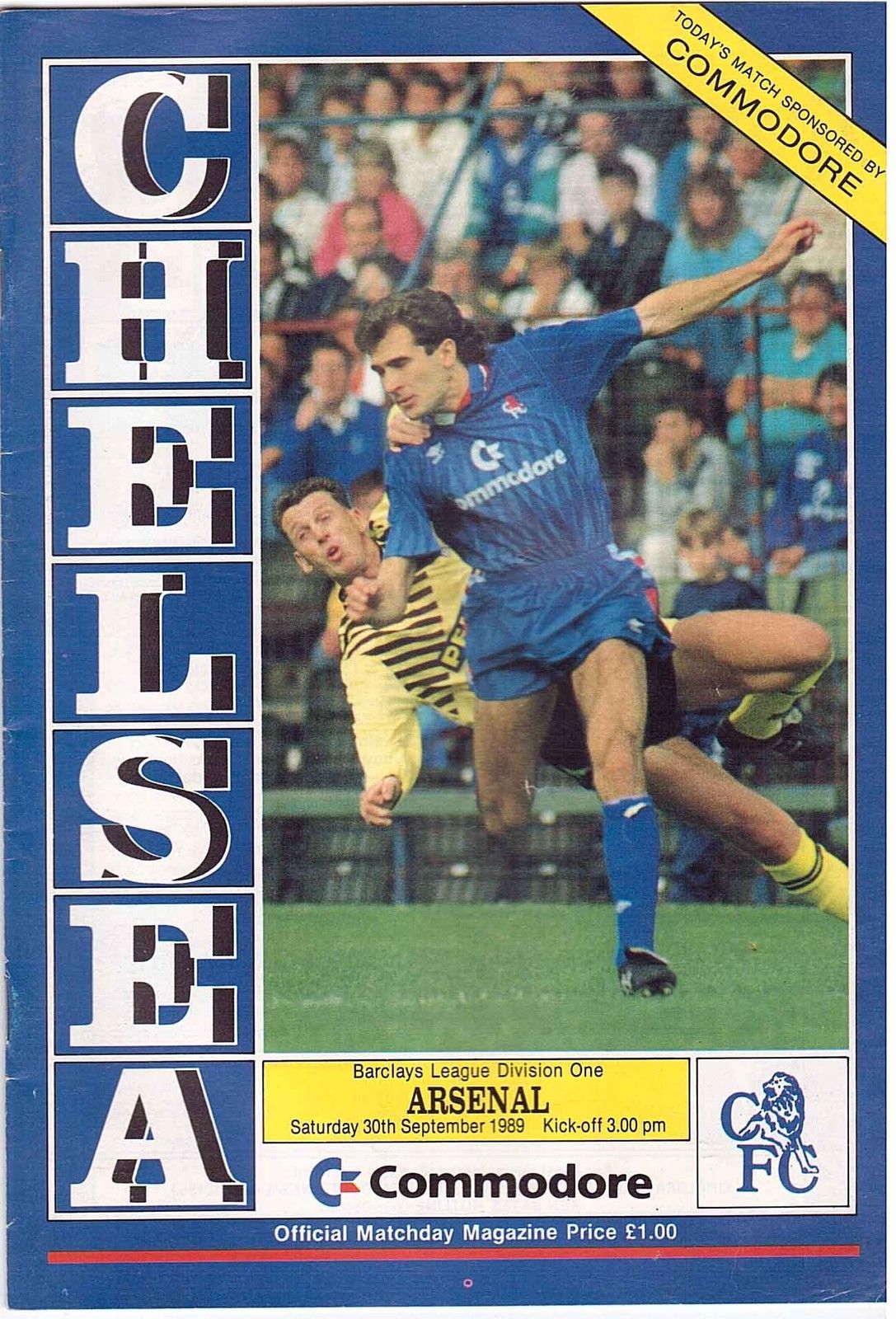 English Football Program: Chelsea vs. Arsenal (September 30, 1989)
