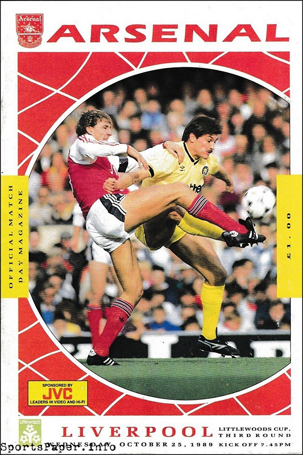 English Football Program: Arsenal vs. Liverpool (October 25, 1989)