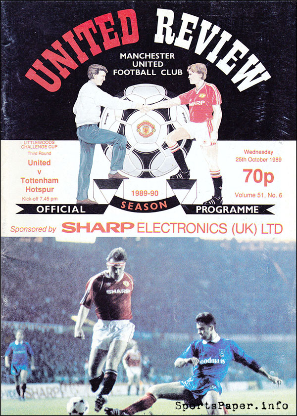 English Football Program: Manchester United vs. Tottenham Hotspur (October 25, 1989)