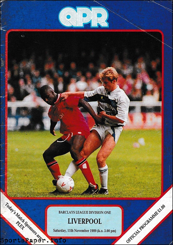 English Football Program: Queens Park Rangers vs. Liverpool (November 11, 1989)