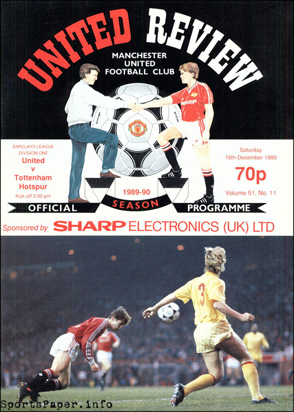 English Football Program: Manchester United vs. Tottenham Hotspur (December 16, 1989)