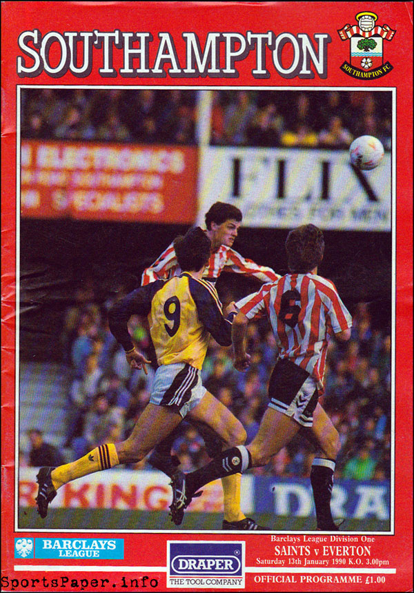 English Football Program: Southampton vs. Everton (January 13, 1990)