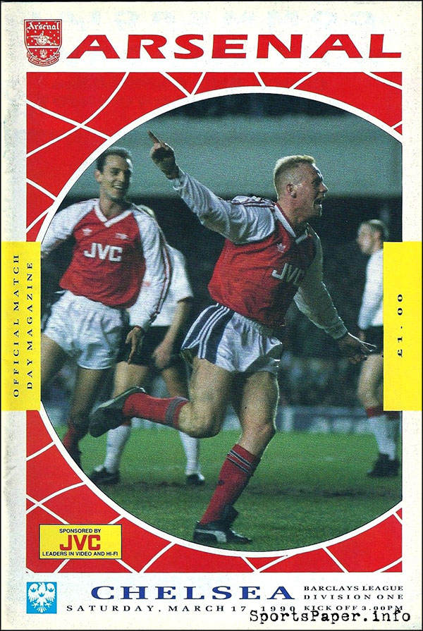 English Football Program: Arsenal vs. Chelsea (March 17, 1990)