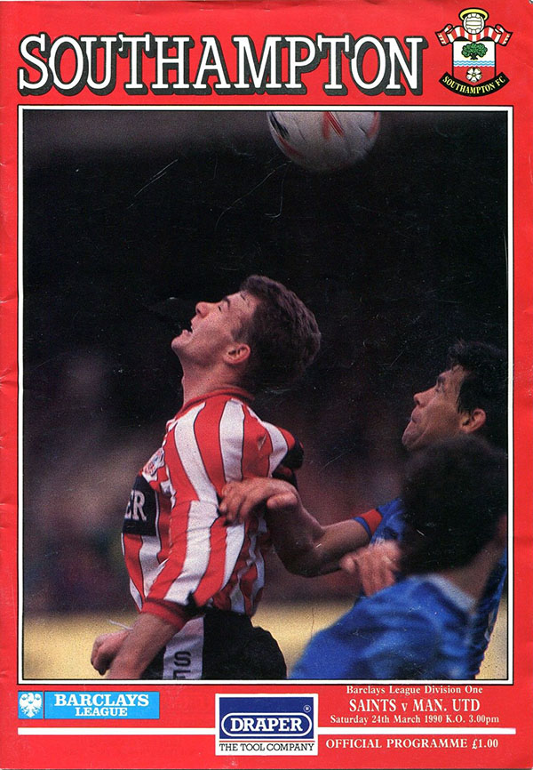 English Football Program: Southampton vs. Manchester United (March 24, 1990)