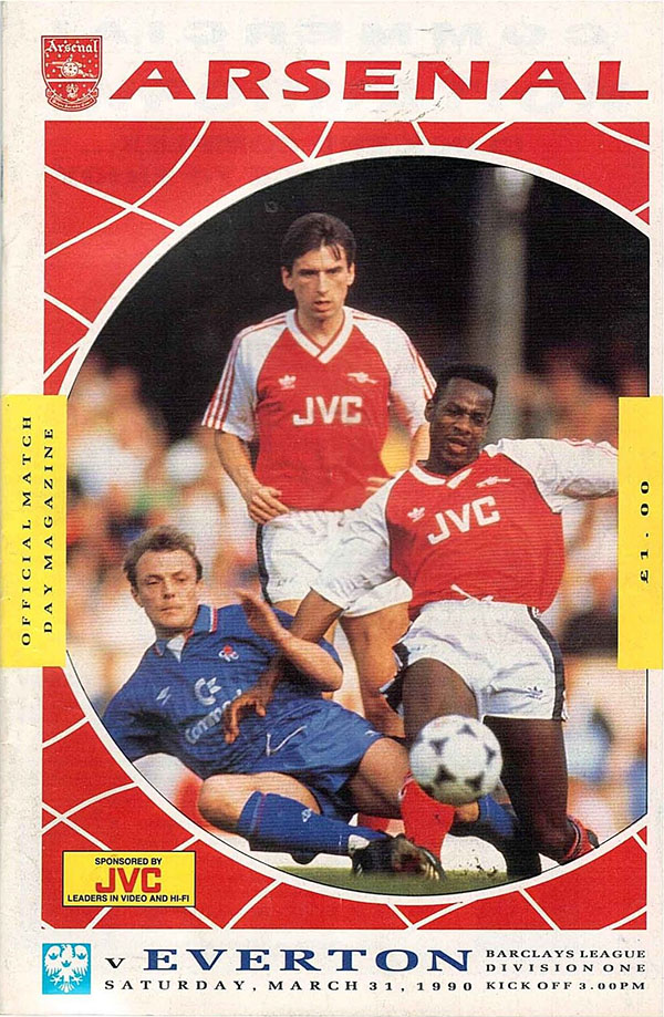 English Football Program: Arsenal vs. Everton (March 31, 1990)